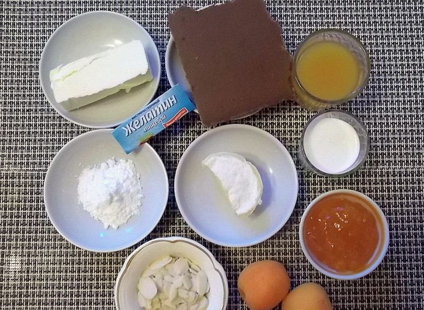 1. Этап. Торт с джемом и сыром Филадельфия: Ингредиенты.