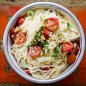 Angel Hair Pasta with Clams, Cherry Tomatoes, and Basil