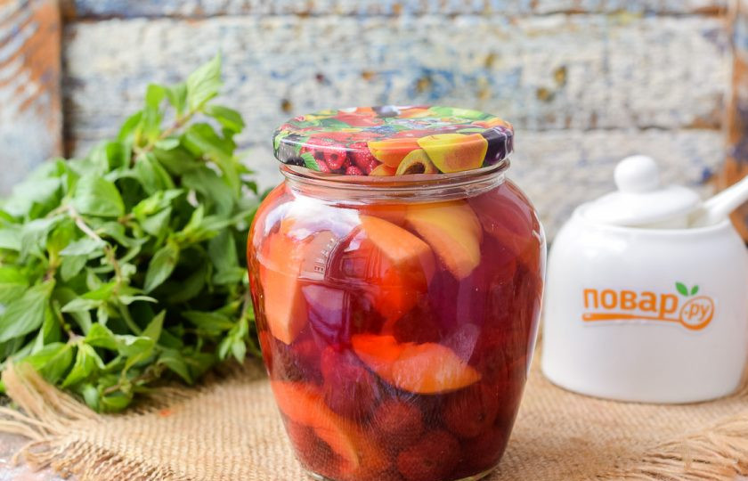 1. Этап. Компот из вишни и персиков на зиму: Удачных заготовок!