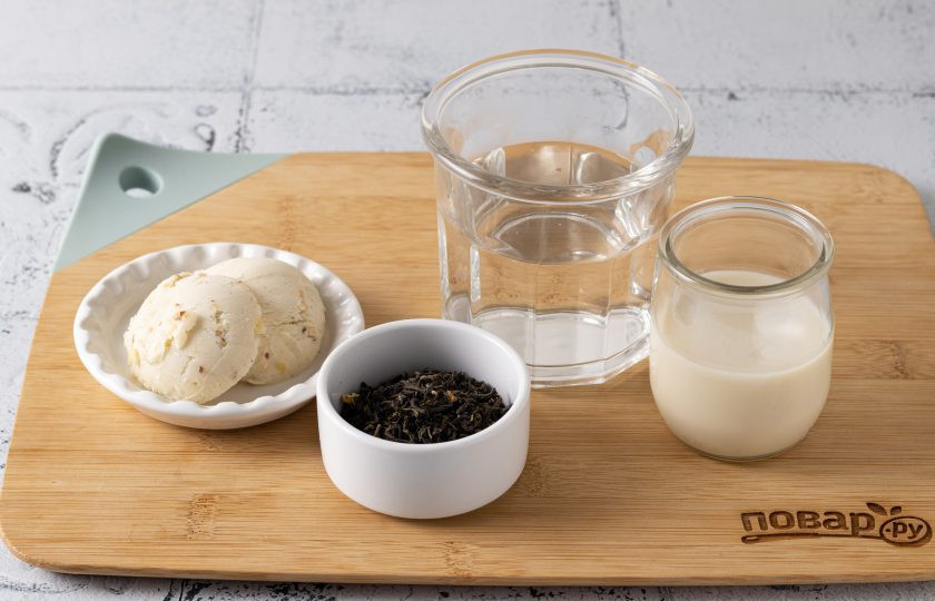 1. Этап. Чай с мороженым: Подготовьте все ингредиенты.