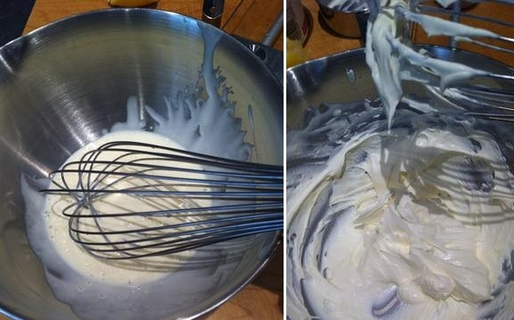 1. Этап. Мусс из ягод: 2. Отдельно взбейте сливки.