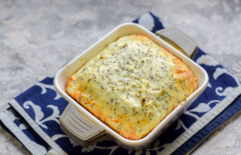 1. Этап. Творожная запеканка с семенами чиа: Готовую запеканку подавайте к столу.