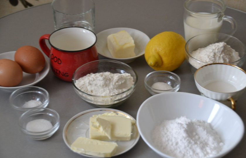 1. Этап. Лимонные эклеры: Подготовьте ингредиенты.