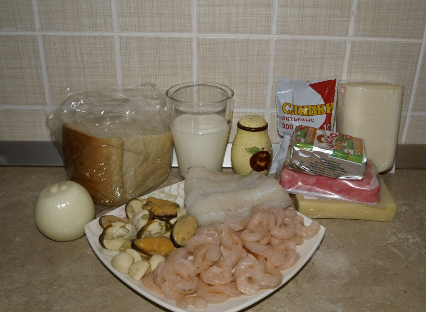 1. Этап. Чупе из морепродуктов по-чилийски: Необходимый набор продуктов: