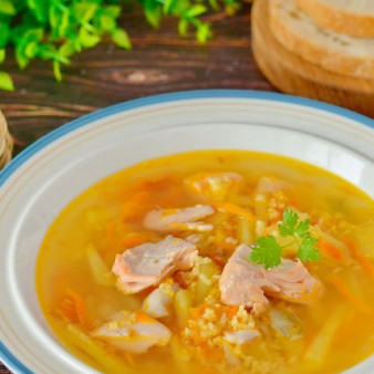 Суп из головы сёмги с пшеном