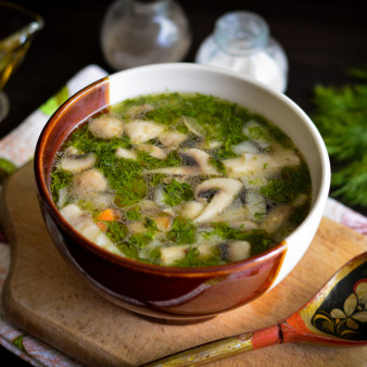 Грибной холодный суп на воде