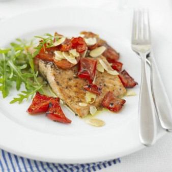 Trout with almonds & red peppers