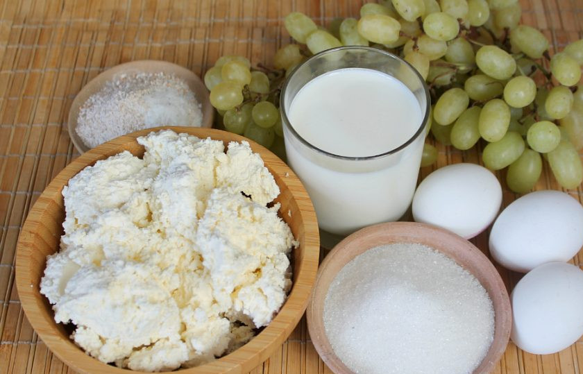 1. Этап. Творожная запеканка с виноградом: Подготовим ингредиенты.