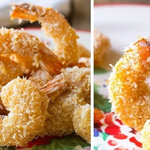 Запеченные креветки в кокосовой стружке