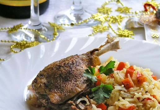 1. Этап. Рождественская индоутка с рисом и овощами: С Рождеством Христовым!