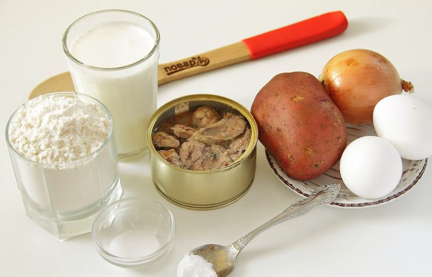 1. Этап. Студенческий пирог: Подготовьте все ингредиенты.