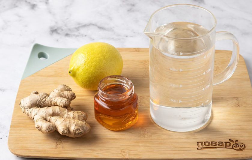 1. Этап. Чай с имбирем и медом для похудения: Подготовьте все ингредиенты.