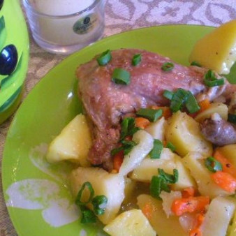 Утка, тушенная с овощами