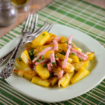 Жареная картошка с ветчиной