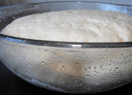 1. Этап. Кнедлики по-чешски: В растворившиеся дрожжи добавляем соль, перемешиваем и насыпаем остальную муку. Замешиваем тесто, накрываем и оставляем в теплом месте минут на 40-45.