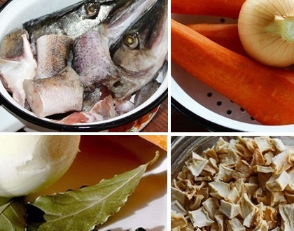 1. Этап. Солянка с креветками: 1. Для начала нужно сварить бульон. Рыбку на бульон вымойте, обсушите и отправьте в кастрюлю. Туда же выложите овощи и коренья по вкусу, специи. Залейте водой и поставьте на огонь. После закипания подсолите чуточку и варите на медленном огне около часа.