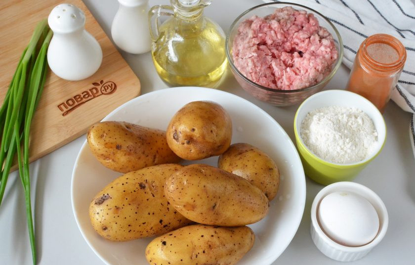 1. Этап. Драники картофельные с фаршем: Подготовьте ингредиенты. Приступим!