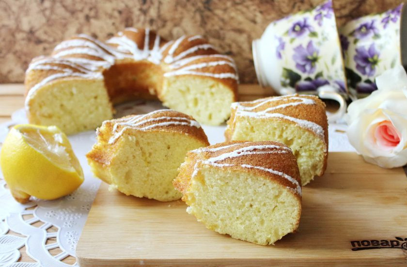 1. Этап. Лимонный кекс на кефире: Лимонный кекс на кефире готов. Нарежьте и подавайте к столу. Приятного чаепития!