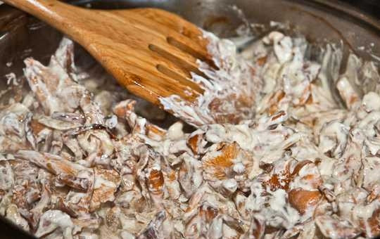 1. Этап. Картофель отварной с грибами: 8. Тушите еще несколько минут до полной готовности.