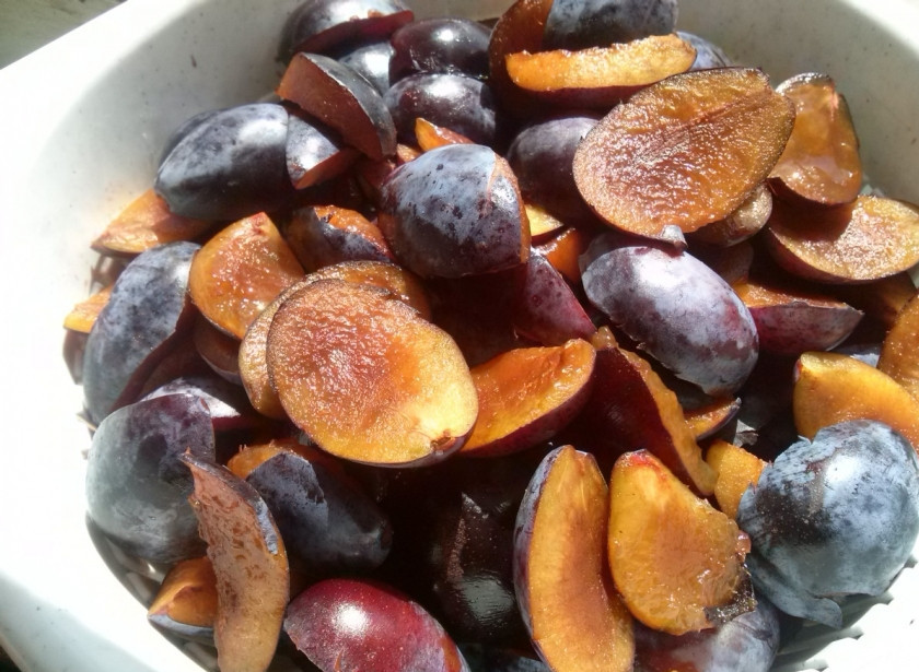 1. Этап. Слива в шоколаде на зиму: Сливы нам понадобятся не перезревшие, упругие. Промойте их тщательно под проточной водой. Разрежьте сливы, удалите из них косточки.