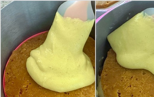 1. Этап. Торт морковный постный: Когда промазывал коржи крем стал светлее и даже изменил цвет. Почему? А кто ж его знает? Химия …