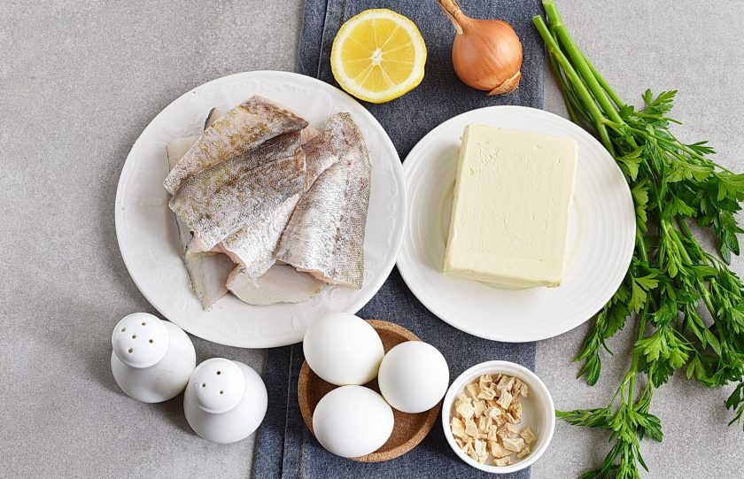 1. Этап. Треска по-польски: Подготовьте ингредиенты.