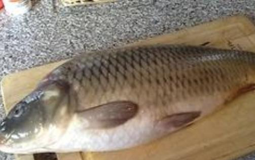 1. Этап. Карп, запеченный в соли: Чистить чешую нам не придется. Только вспарываем брюхо и вытаскиваем внутренности. Промываем и посыпаем внутри специями без соли!