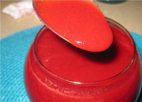 1. Этап. Малиновый соус: На выходе получится вот такой вот густой сладкий соус. Хранить в холодильнике.