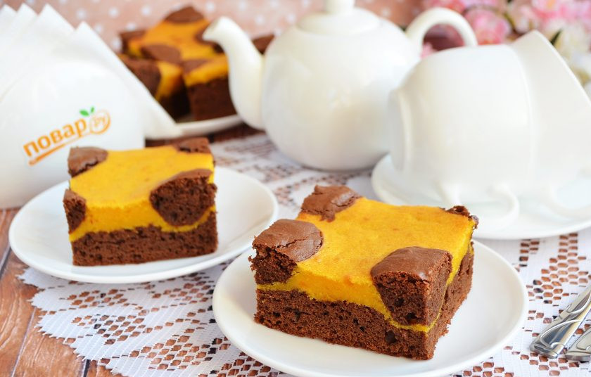 1. Этап. Брауни из тыквы: 12. Остудите пирог, порежьте на квадраты и пробуйте!