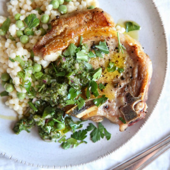 Chimichurri Pork Chops with Couscous