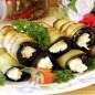 Рулетики из баклажанов с сыром и чесноком
