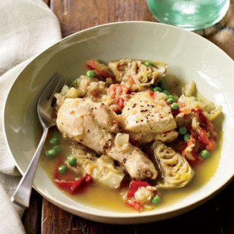Chicken Tagine with Artichoke Hearts and Peas