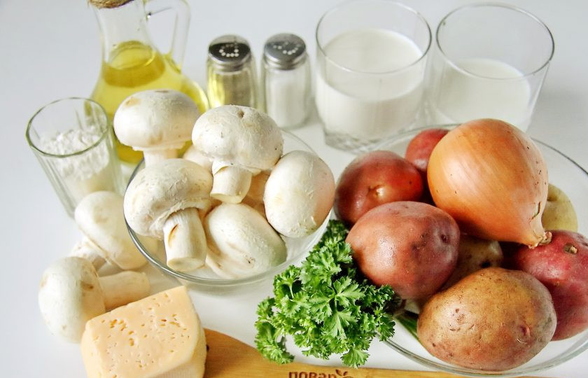 1. Этап. Запеканка Жульен: Подготовьте все ингредиенты.