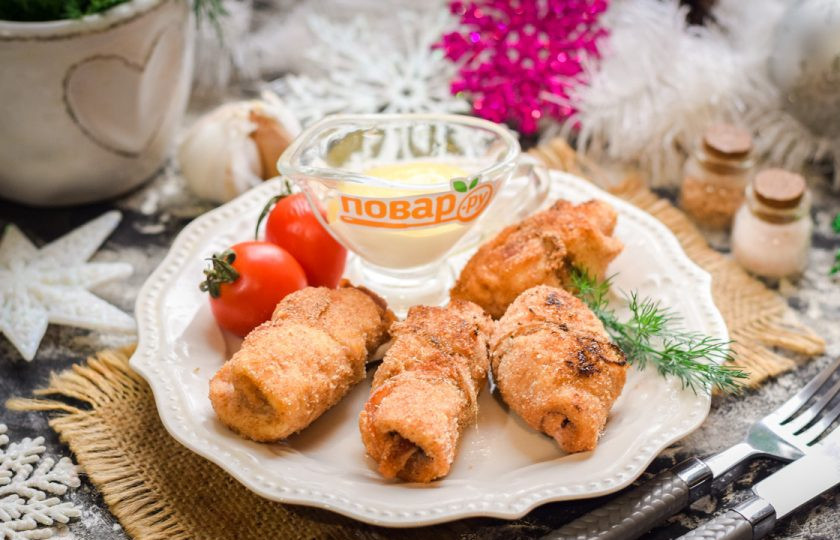 1. Этап. Рулетики в панировке: Вкуснейшие рулетики готовы к подаче.