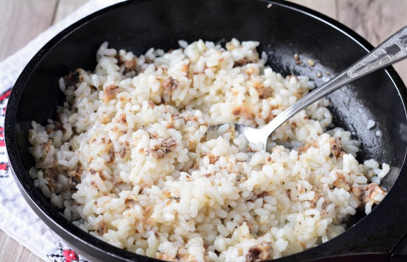 1. Этап. Рис с рыбными консервами: Готово!