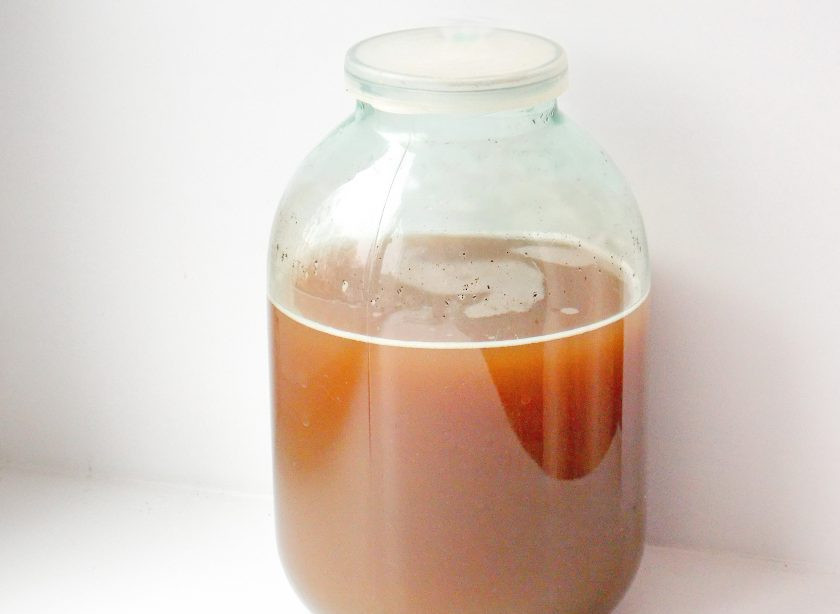 1. Этап. Квас из цикория: Перелейте квас в емкость, я перелила в трех литровую банку, закройте крышкой и поставьте в теплое место на 4-6 часов.