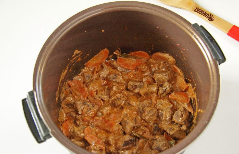 1. Этап. Говядина с морковью в мультиварке: Говядина с морковью в мультиварке готова.