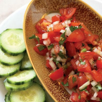 Tomato Salsa with Cucumber Chips