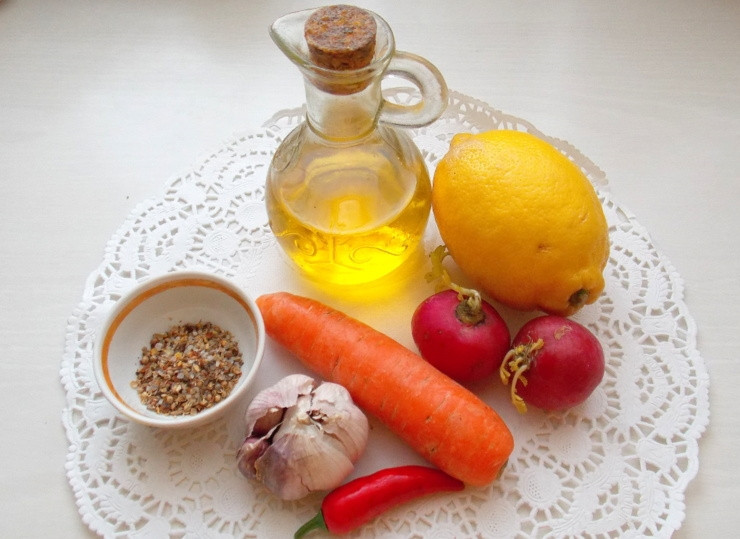 1. Этап. Салат с редисом по-корейски: Ингредиенты.