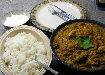 1. Этап. Курица Dhansak: Подаем с рисом. Приятного аппетита!