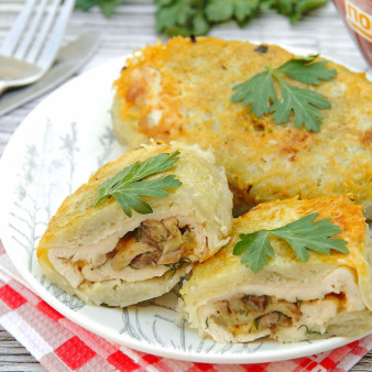 Фаршированные котлеты в картофельной шубке