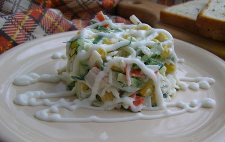 1. Этап. Салат из кукурузы и яиц: Приятного аппетита!