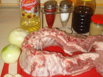 1. Этап. Запеченные свиные ребрышки в духовке: Подготовить продукты.