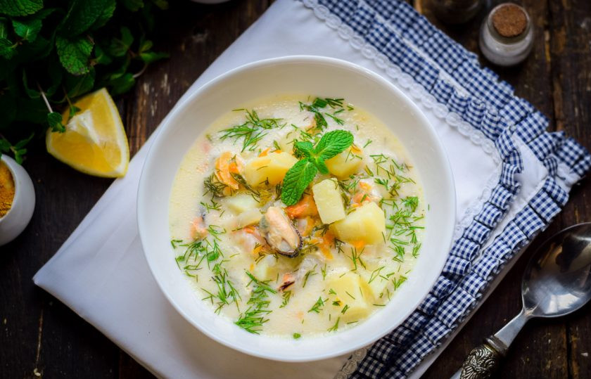 1. Этап. Сырный суп с мидиями: Приятного аппетита!