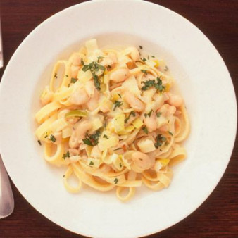 Fettuccine with Leeks and White Beans