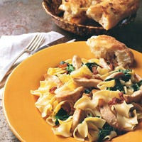 Egg Noodles with Turkey, Bacon, and Rosemary