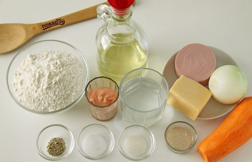 1. Этап. Пицца с морковью: Подготовьте все ингредиенты.