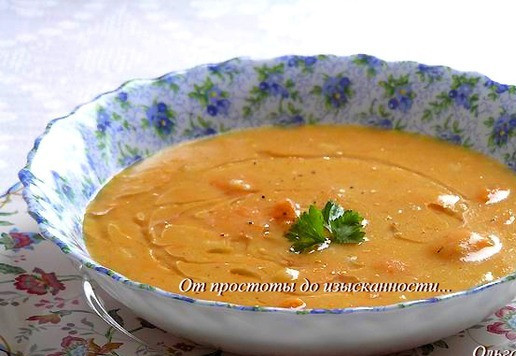 1. Этап. Тыквенный суп с апельсиновым соком: Подавайте к столу.