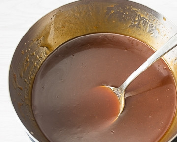 1. Этап. Крылышки под медовым соусом: Доведите смесь до загустения на медленном огне, постоянно помешивая.