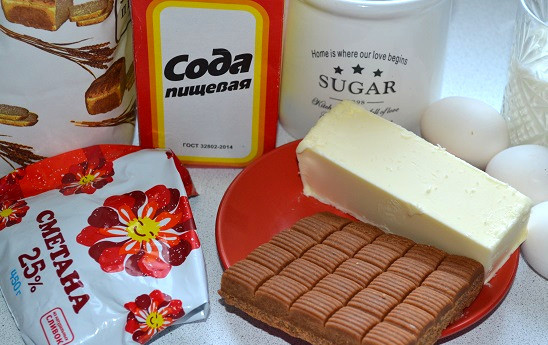 1. Этап. Торт Вера: Подготовьте все ингредиенты для тортика.